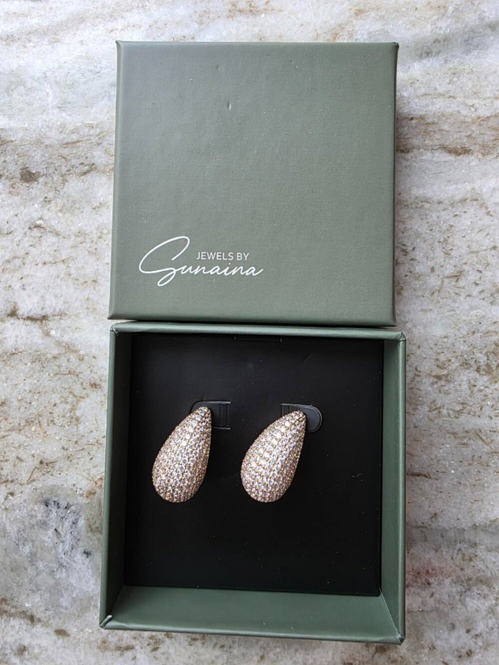 Jewels by Sunaina Narnia Pavé Crystal Teardrop Earrings New